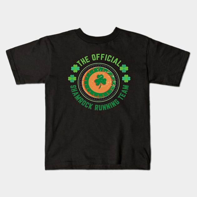 Saint Patrick. Official Shamrock Running Team Kids T-Shirt by Funky Mama